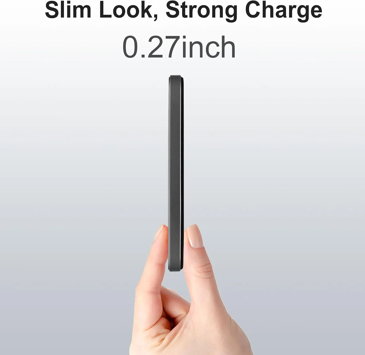Magnetic Portable Charger 5000mAh, 15W Ultra Slim Wireless Portable Charger, Fast Charging for iPhone 16/15/14/13/12 Pro/Pro Max/Plus, Metal Shell, USB-C Cable to Charge Other Phones (Grey)