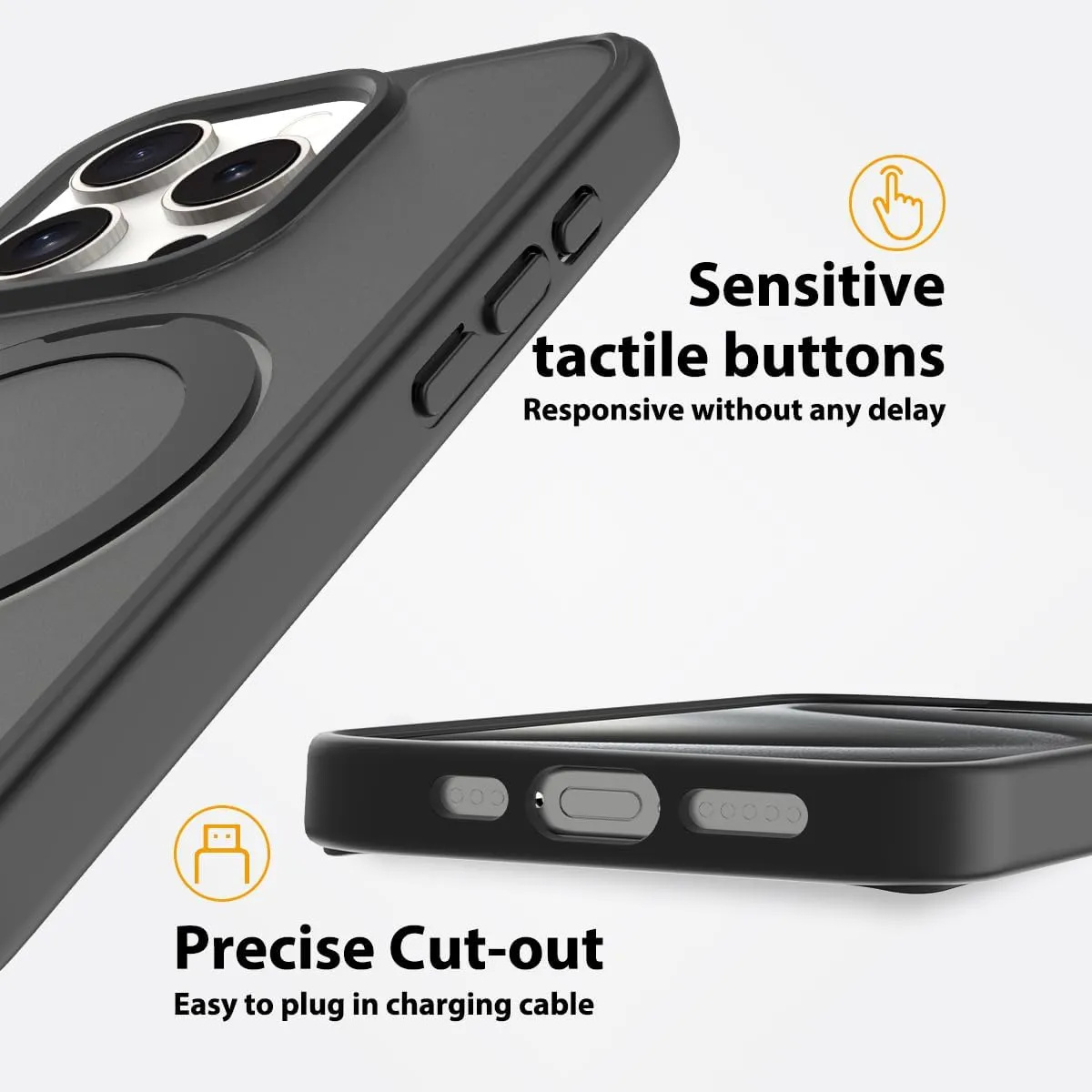 Magnetic Stand for iPhone SE 2022/3rd/2020/2nd gen, iPhone 8/7 Case [Military Grade Drop Tested] Translucent Back Slim Protective Case 4.7 Inch,Black