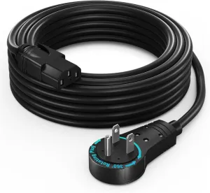 Maximm Monitor Computer Power Cord 15 Ft Flat Plug 360 Rotating PC Cable 3 Prong for, Desktop, Printer, Scanner, 16 AWG NEMA 5-15P to IEC13 - UL Certified