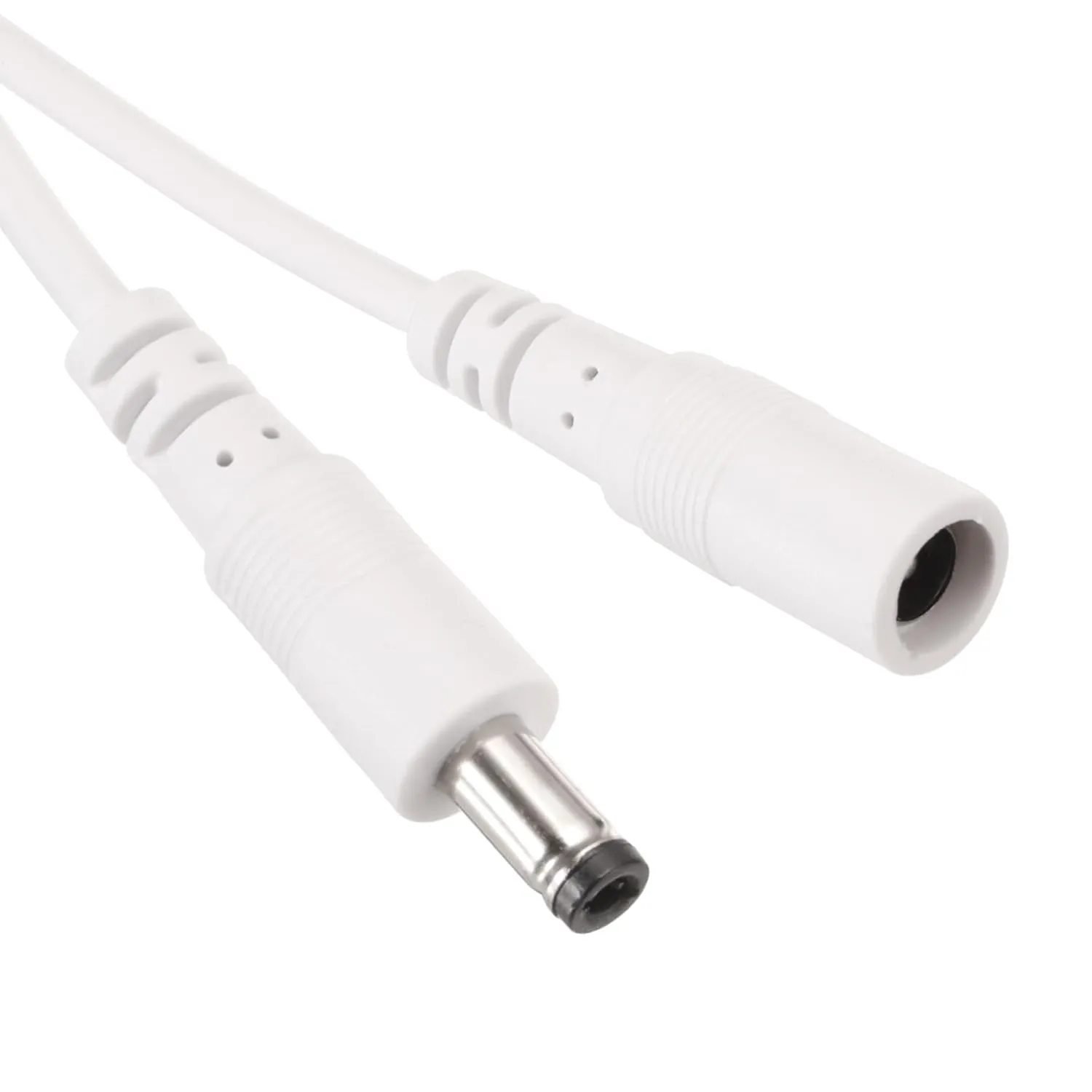 MECCANIXITY 1PCS 16.4ft White DC Power Extension Cable 5.5mm x 2.1mm Power Adapter Cable 12V Female to Male for IP Camera, CCTV, LED, Monitors, More