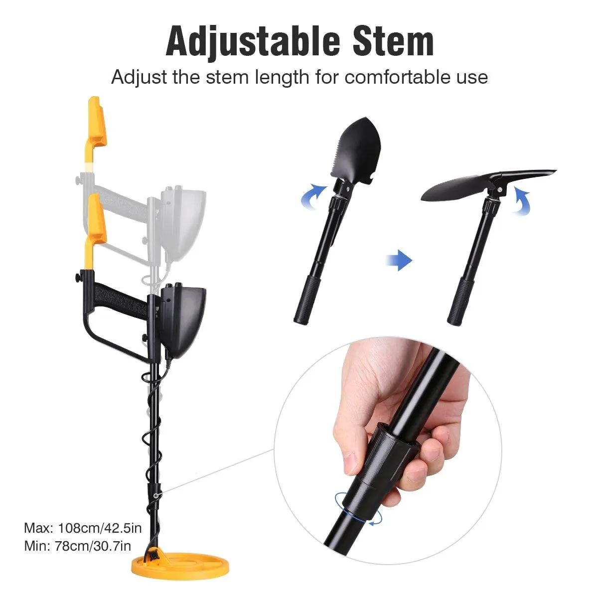Mega Detector Gold Metal Detector with Shovel & Headphones for Kids