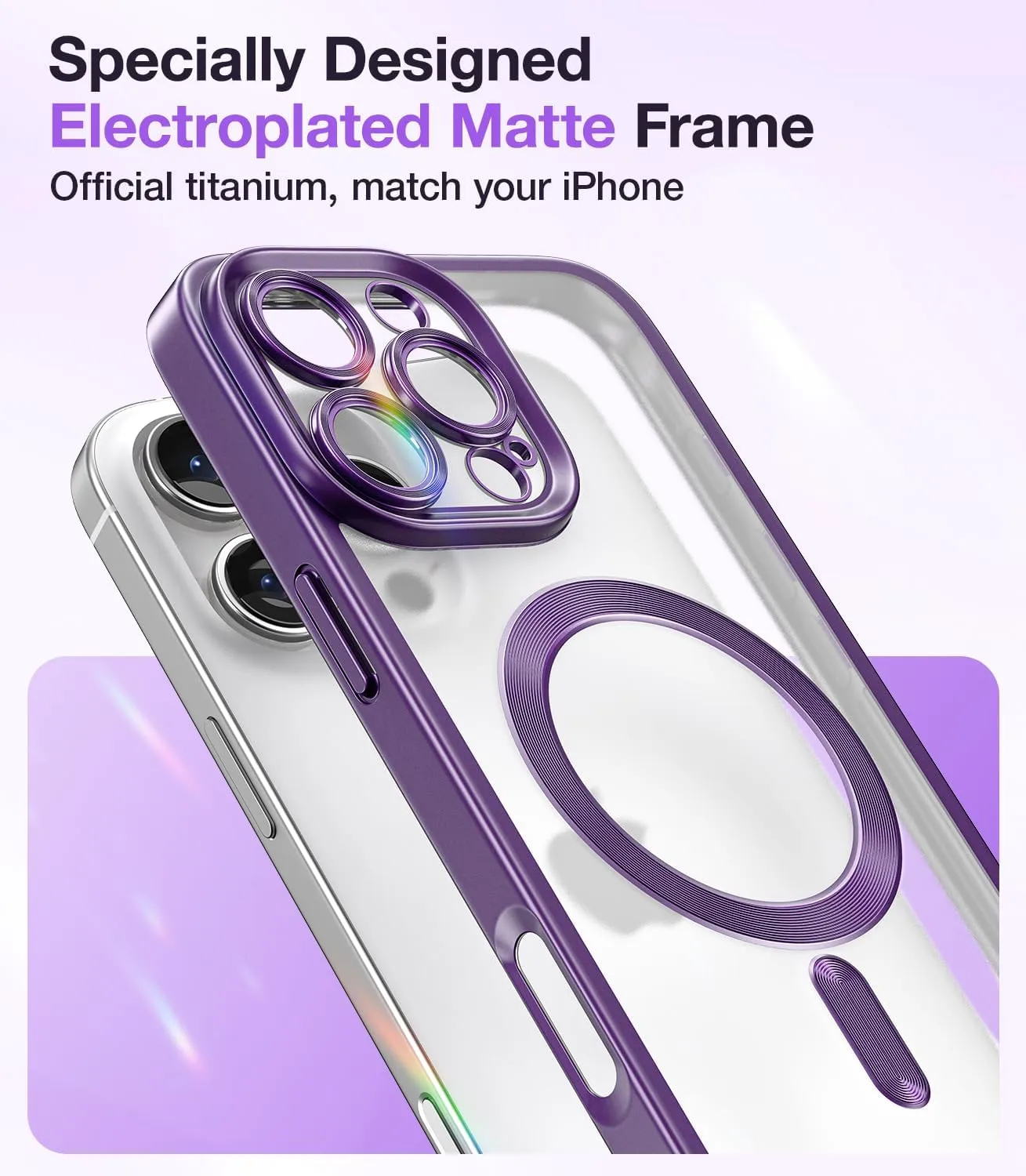 Meifigno Candy Frosted Magnetic Case for iPhone 16 Pro Max 6.9", [2X Screen Protectors & Wrist Strap] [MagSafe Compatible] Full Camera Protection Designed for iPhone 16 ProMax Case, Deep Purple