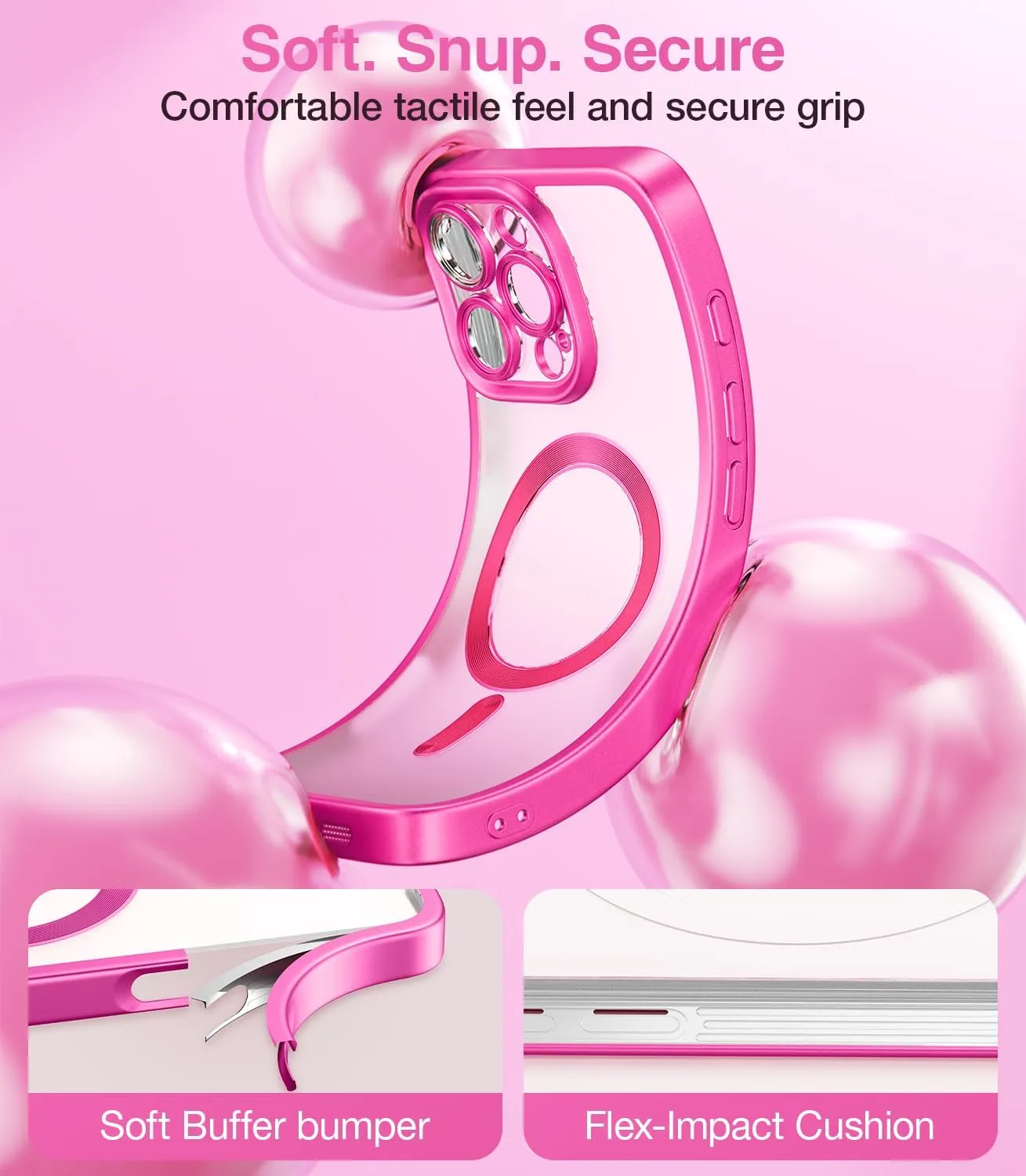 Meifigno Candy Frosted Series Case for iPhone 16 Pro 6.3", [2X Screen Protectors & Wrist Strap] [MagSafe Compatible] Full Camera Protection Designed for iPhone 16 Pro Case, Hot Pink