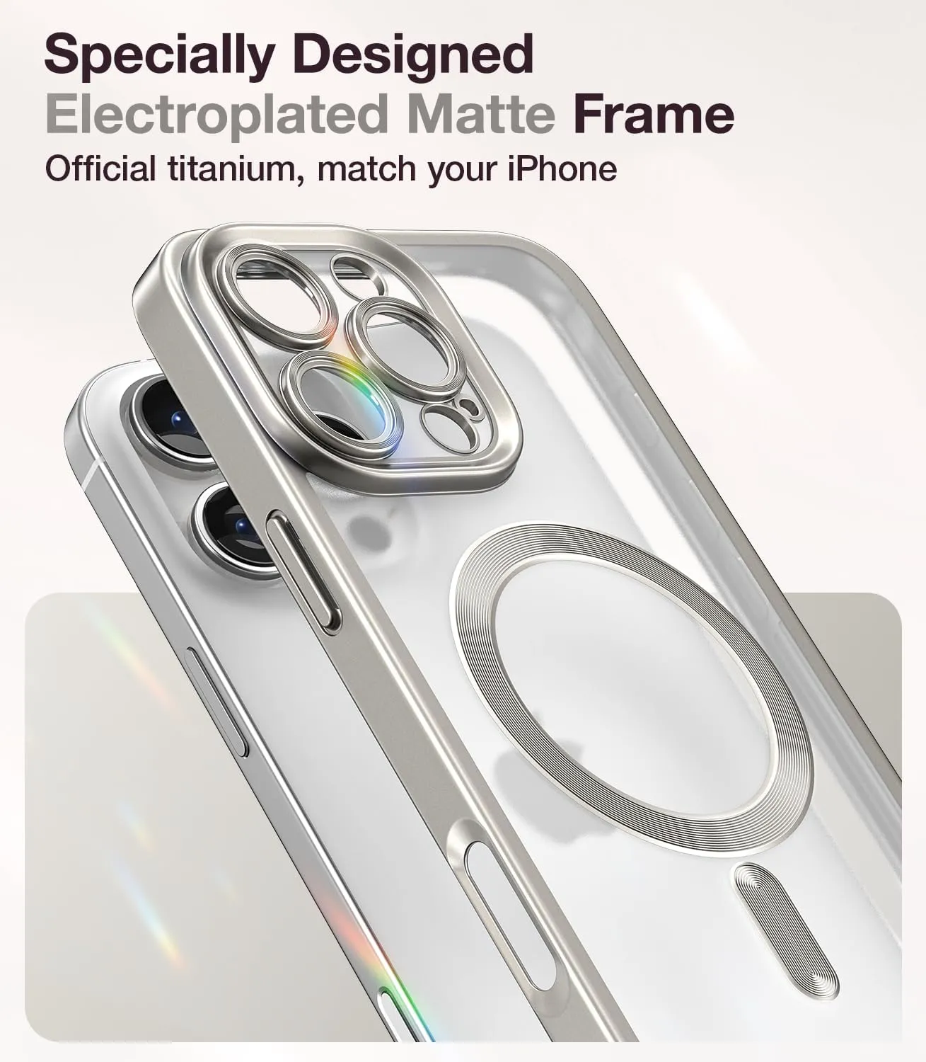Meifigno Candy Frosted Series Case for iPhone 16 Pro 6.3", [2X Screen Protectors & Wrist Strap] [MagSafe Compatible] Full Camera Protection for iPhone 16 Pro Case, Titanium Sliver