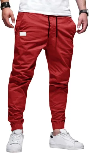 Mens Casual Joggers Pants Elastic Drawstring Chino Cargo Pants Hiking Outdoor Track Sweatpants