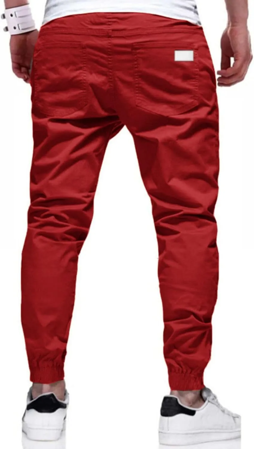 Mens Casual Joggers Pants Elastic Drawstring Chino Cargo Pants Hiking Outdoor Track Sweatpants