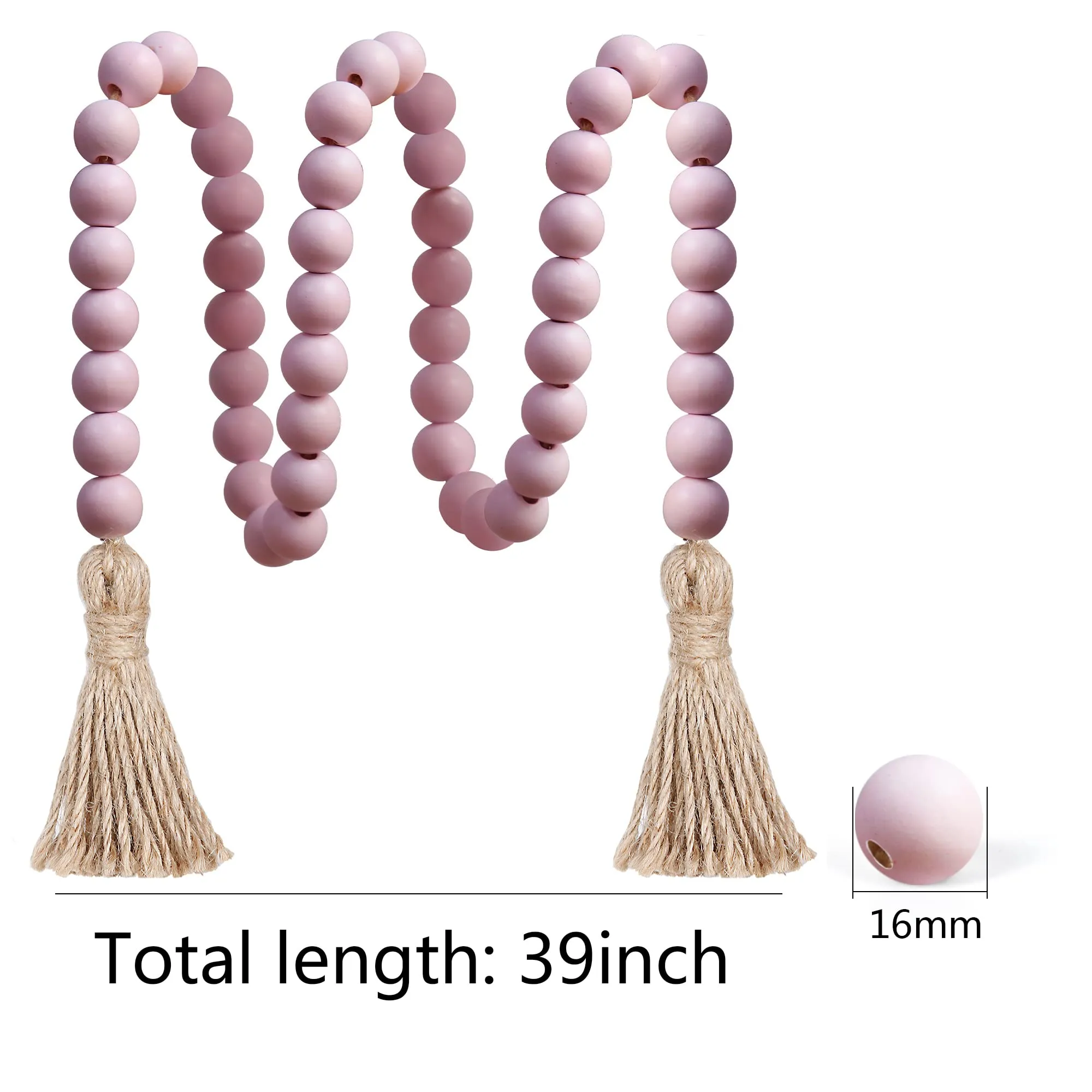 Meplait 39in Wood Bead Garland Farmhouse with Tassels,Versatile Prayer Beads Boho Chic Wall Hanging Home Decor (Purple)