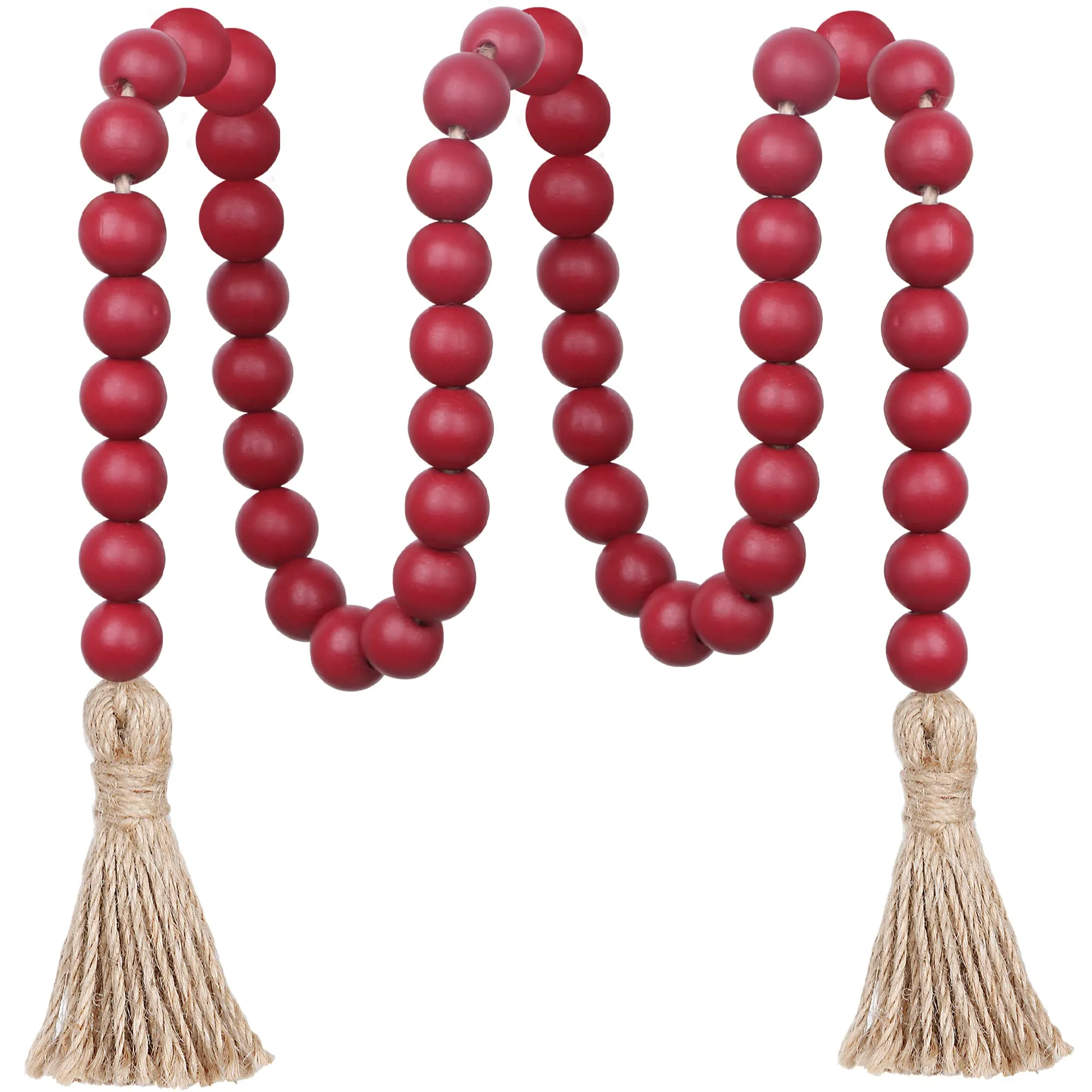 Meplait 39in Wood Bead Garland Farmhouse with Tassels,Versatile Prayer Beads Boho Chic Wall Hanging Home Decor (Purple)