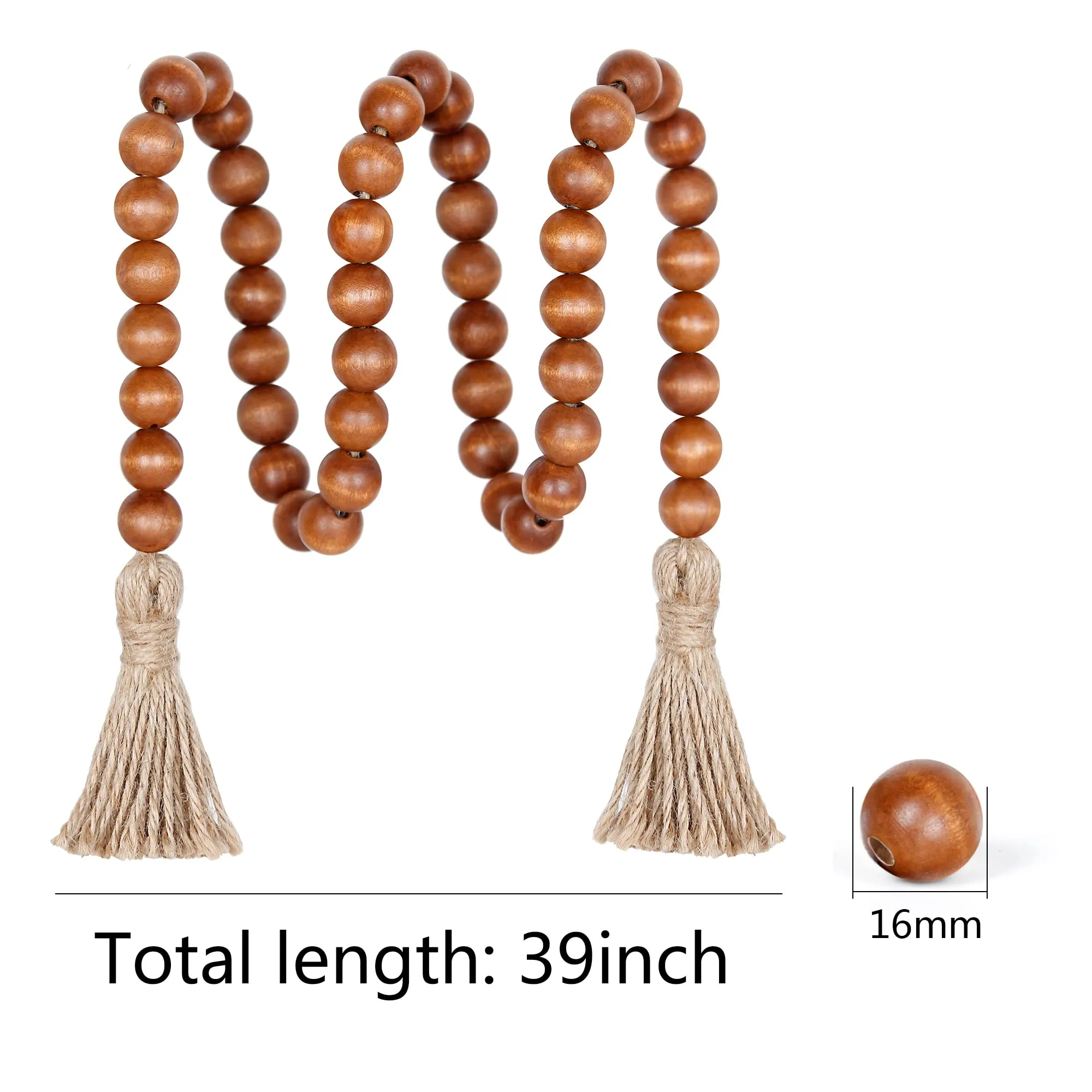 Meplait 39in Wood Bead Garland Farmhouse with Tassels,Versatile Prayer Beads Boho Chic Wall Hanging Home Decor (Purple)