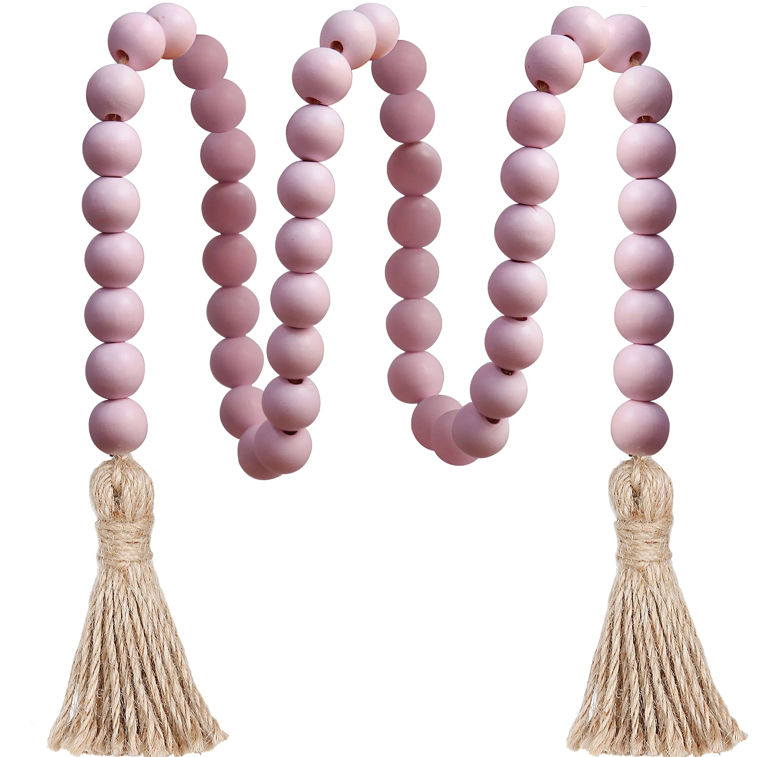 Meplait 39in Wood Bead Garland Farmhouse with Tassels,Versatile Prayer Beads Boho Chic Wall Hanging Home Decor (Purple)