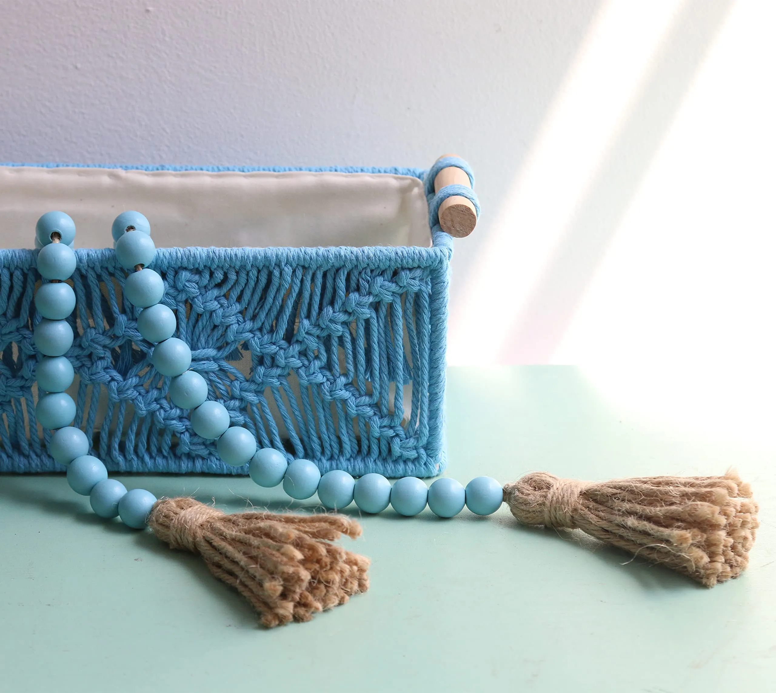 Meplait 39in Wood Bead Garland Farmhouse with Tassels,Versatile Prayer Beads Boho Chic Wall Hanging Home Decor (Purple)