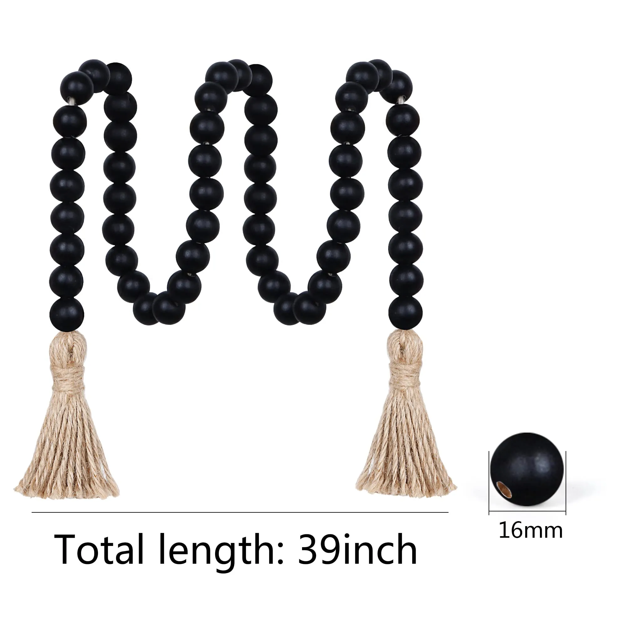 Meplait 39in Wood Bead Garland Farmhouse with Tassels,Versatile Prayer Beads Boho Chic Wall Hanging Home Decor (Purple)
