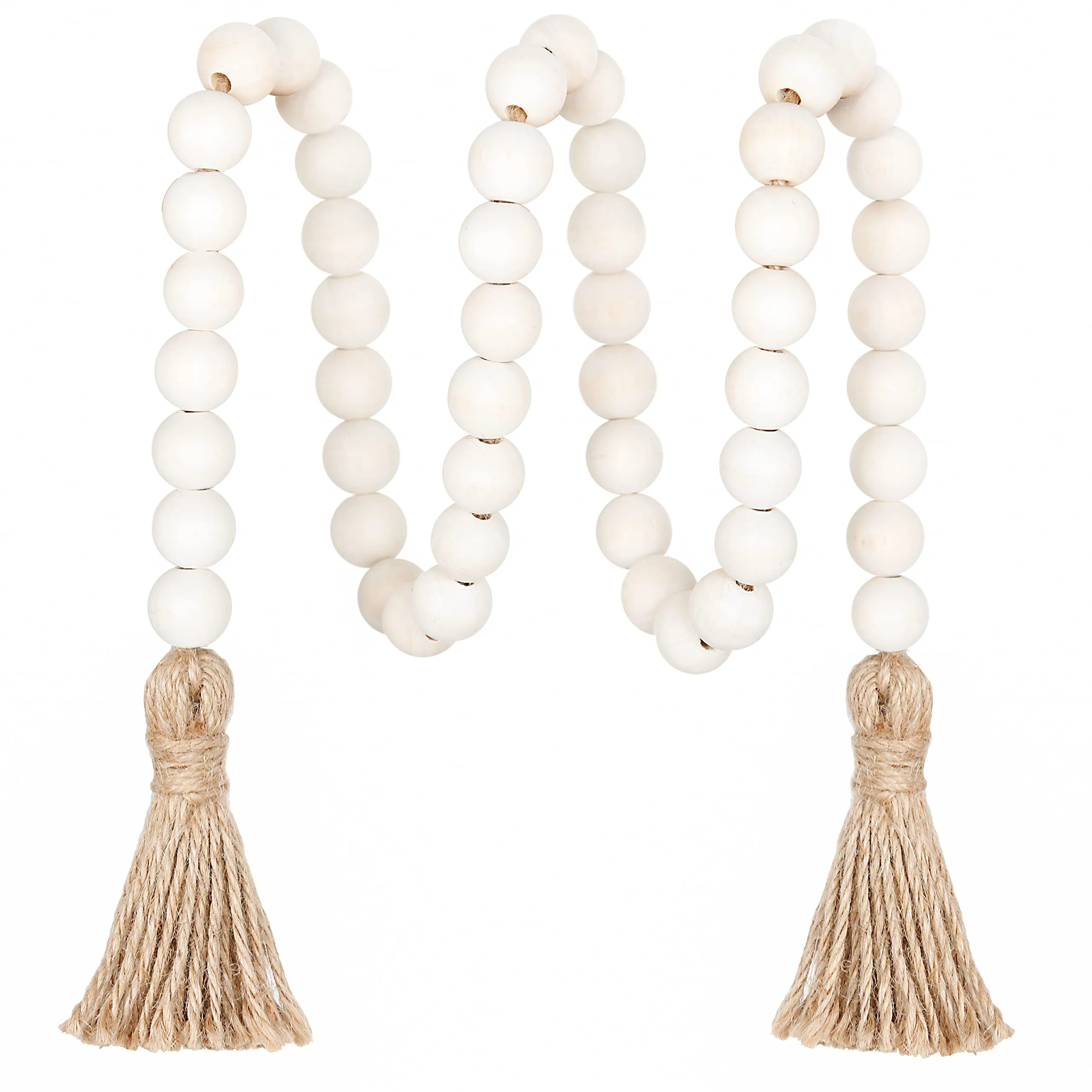Meplait 39in Wood Bead Garland Farmhouse with Tassels,Versatile Prayer Beads Boho Chic Wall Hanging Home Decor (Purple)