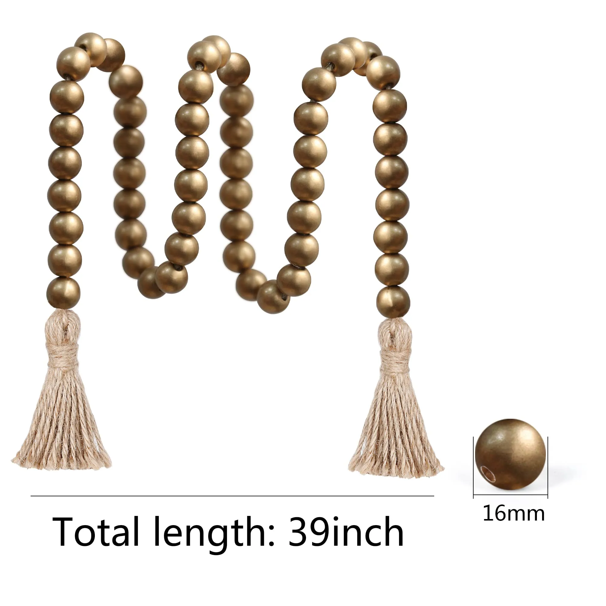 Meplait 39in Wood Bead Garland Farmhouse with Tassels,Versatile Prayer Beads Boho Chic Wall Hanging Home Decor (Purple)