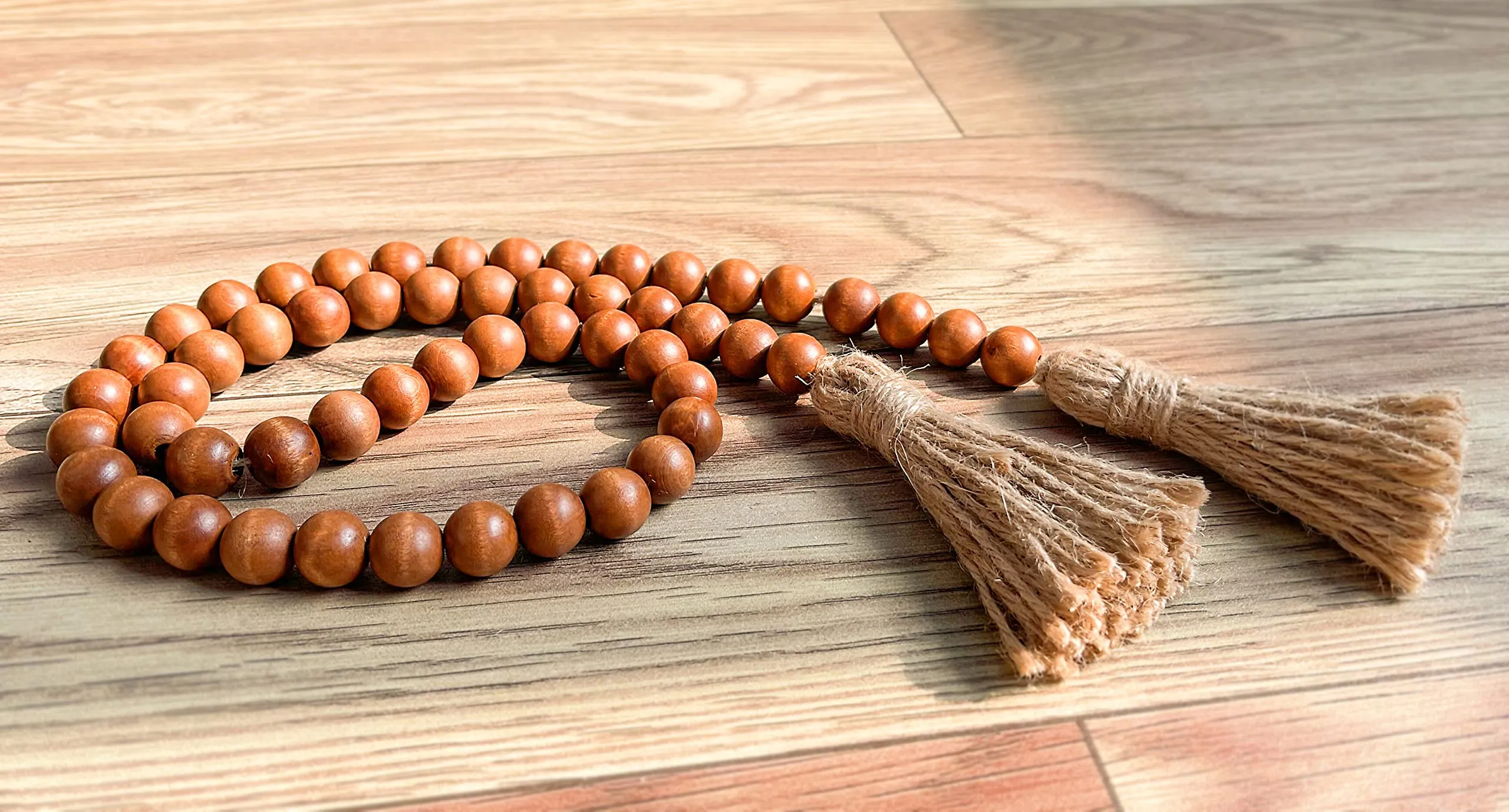Meplait 39in Wood Bead Garland Farmhouse with Tassels,Versatile Prayer Beads Boho Chic Wall Hanging Home Decor (Purple)