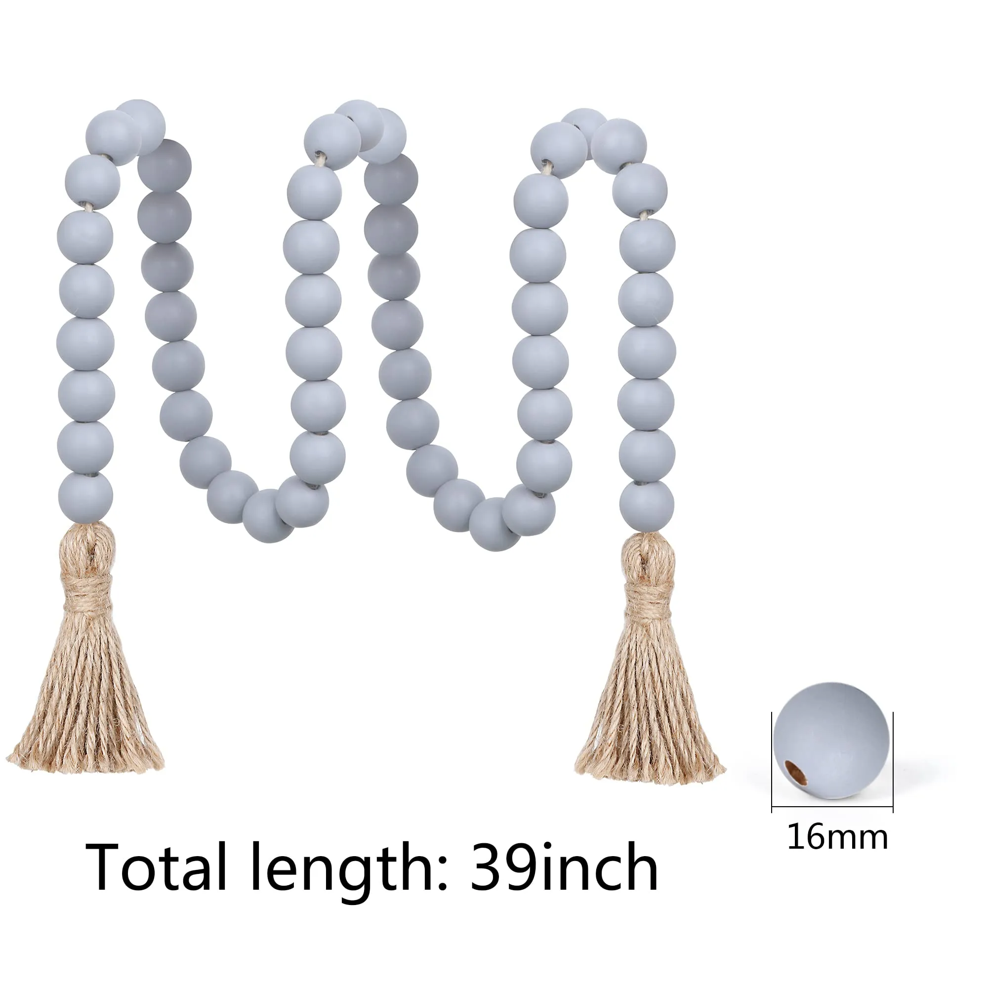 Meplait 39in Wood Bead Garland Farmhouse with Tassels,Versatile Prayer Beads Boho Chic Wall Hanging Home Decor (Purple)
