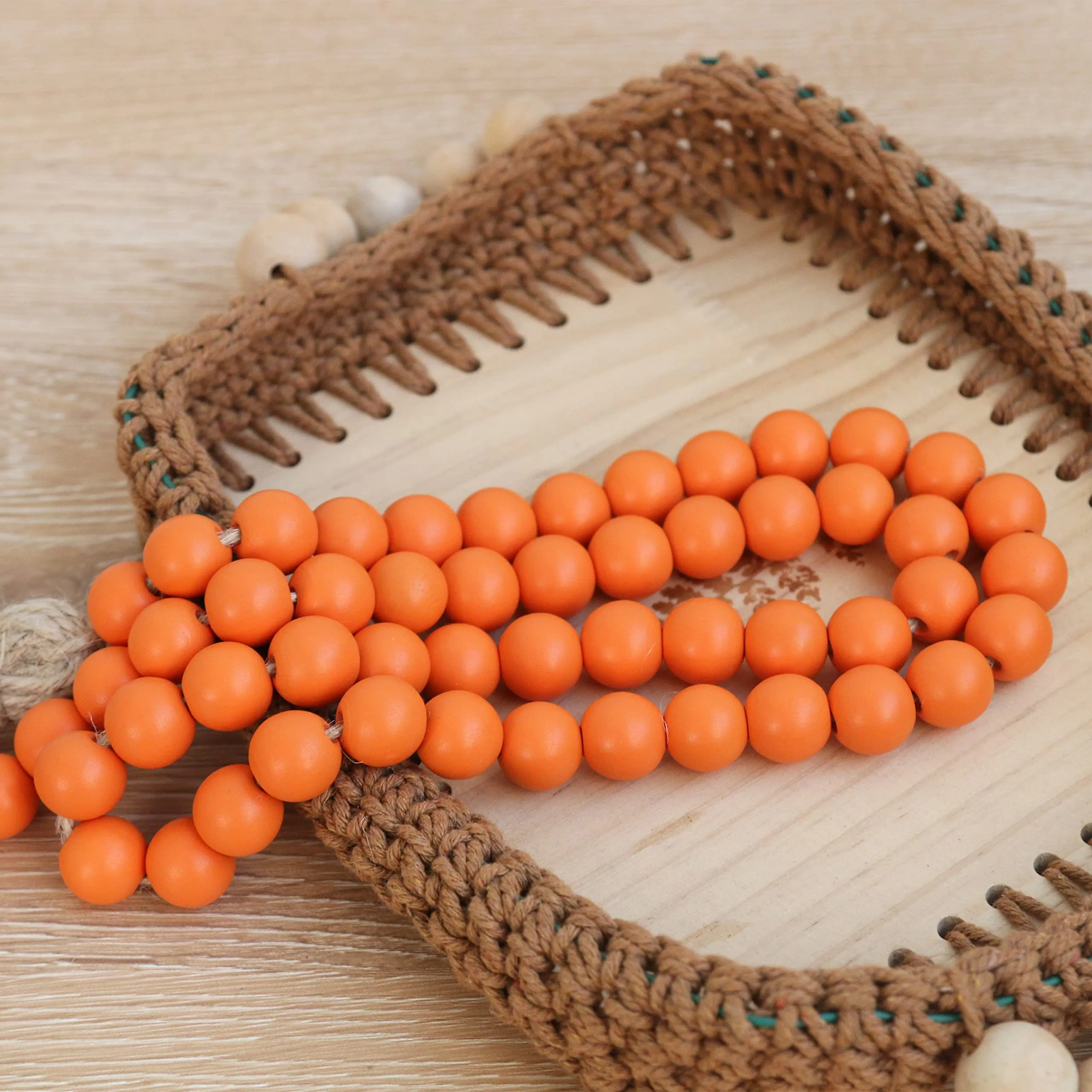 Meplait 39in Wood Bead Garland Farmhouse with Tassels,Versatile Prayer Beads Boho Chic Wall Hanging Home Decor (Purple)