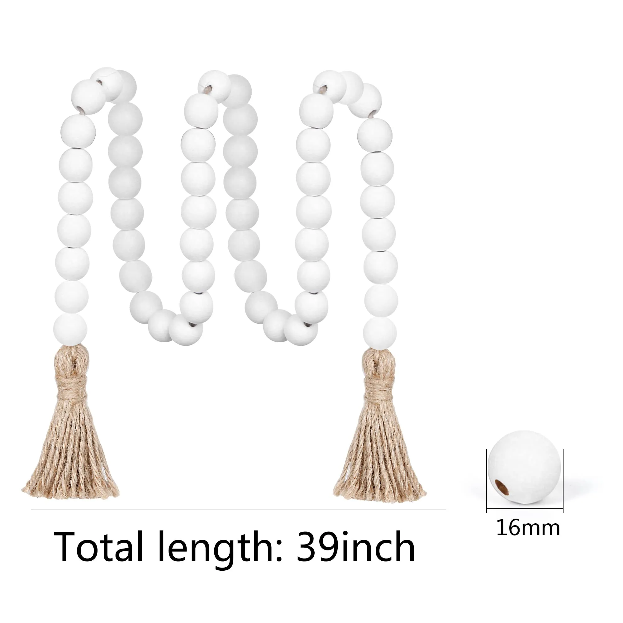 Meplait 39in Wood Bead Garland Farmhouse with Tassels,Versatile Prayer Beads Boho Chic Wall Hanging Home Decor (Purple)