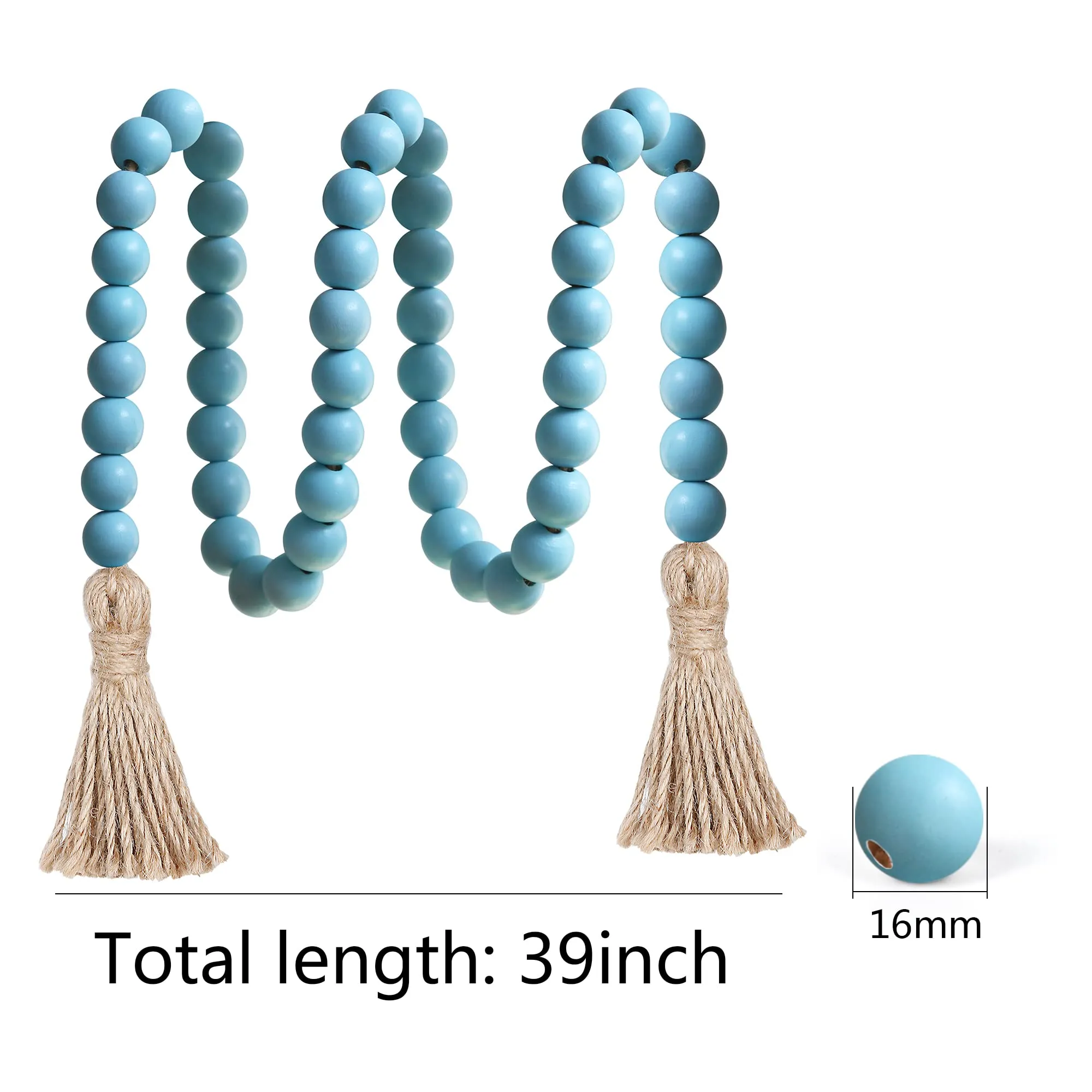 Meplait 39in Wood Bead Garland Farmhouse with Tassels,Versatile Prayer Beads Boho Chic Wall Hanging Home Decor (Purple)