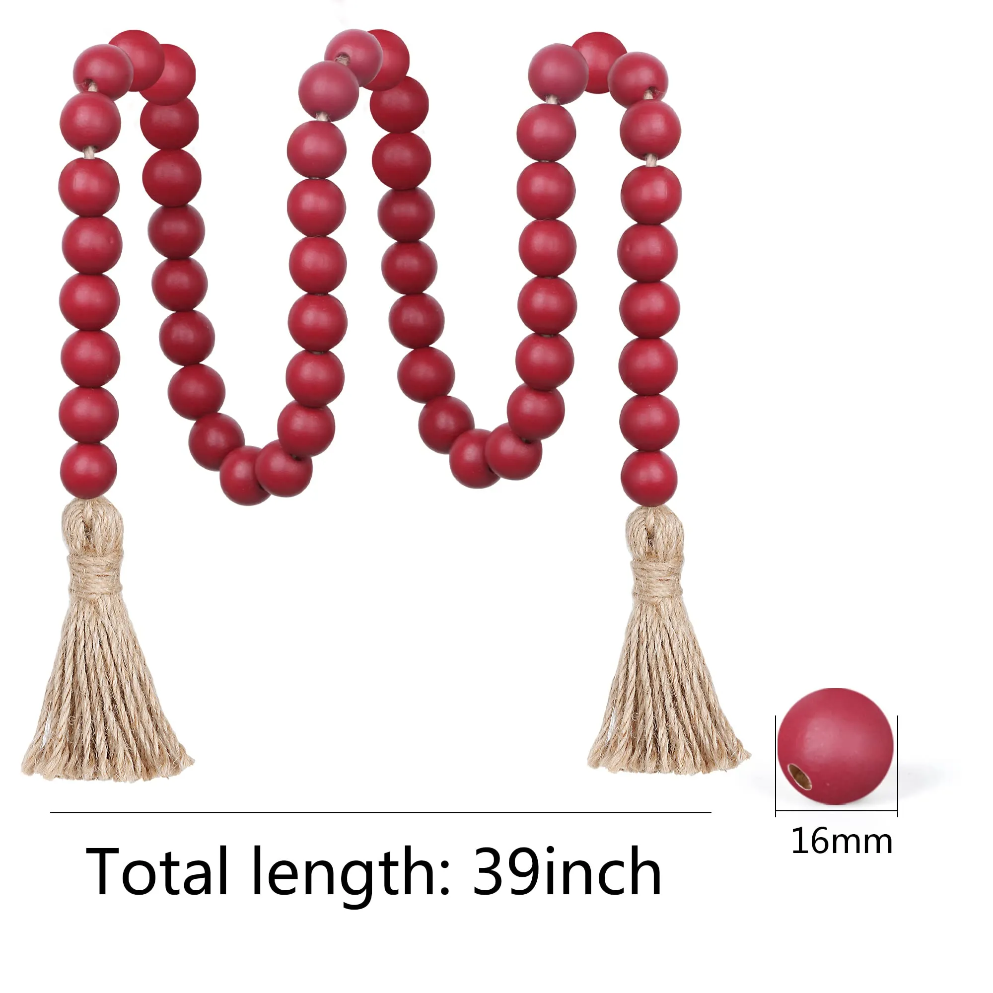 Meplait 39in Wood Bead Garland Farmhouse with Tassels,Versatile Prayer Beads Boho Chic Wall Hanging Home Decor (Purple)