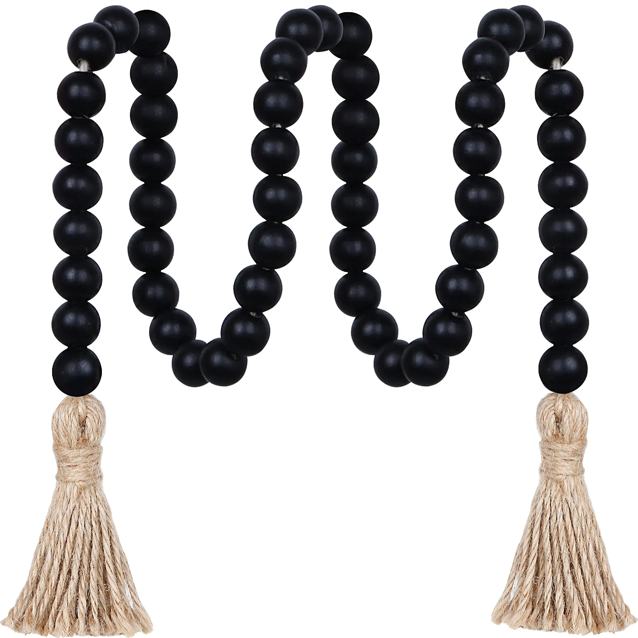 Meplait 39in Wood Bead Garland Farmhouse with Tassels,Versatile Prayer Beads Boho Chic Wall Hanging Home Decor (Purple)