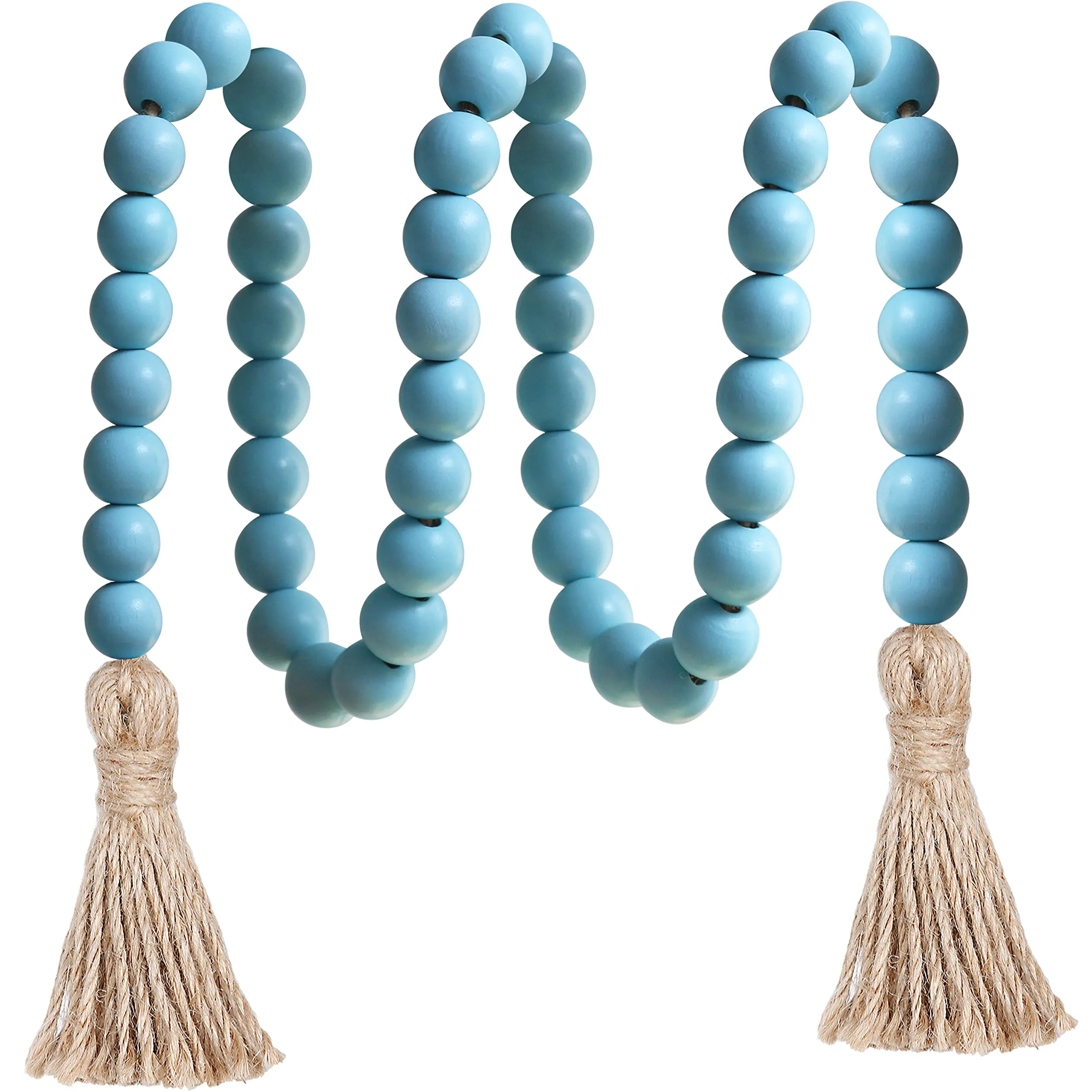 Meplait 39in Wood Bead Garland Farmhouse with Tassels,Versatile Prayer Beads Boho Chic Wall Hanging Home Decor (Purple)