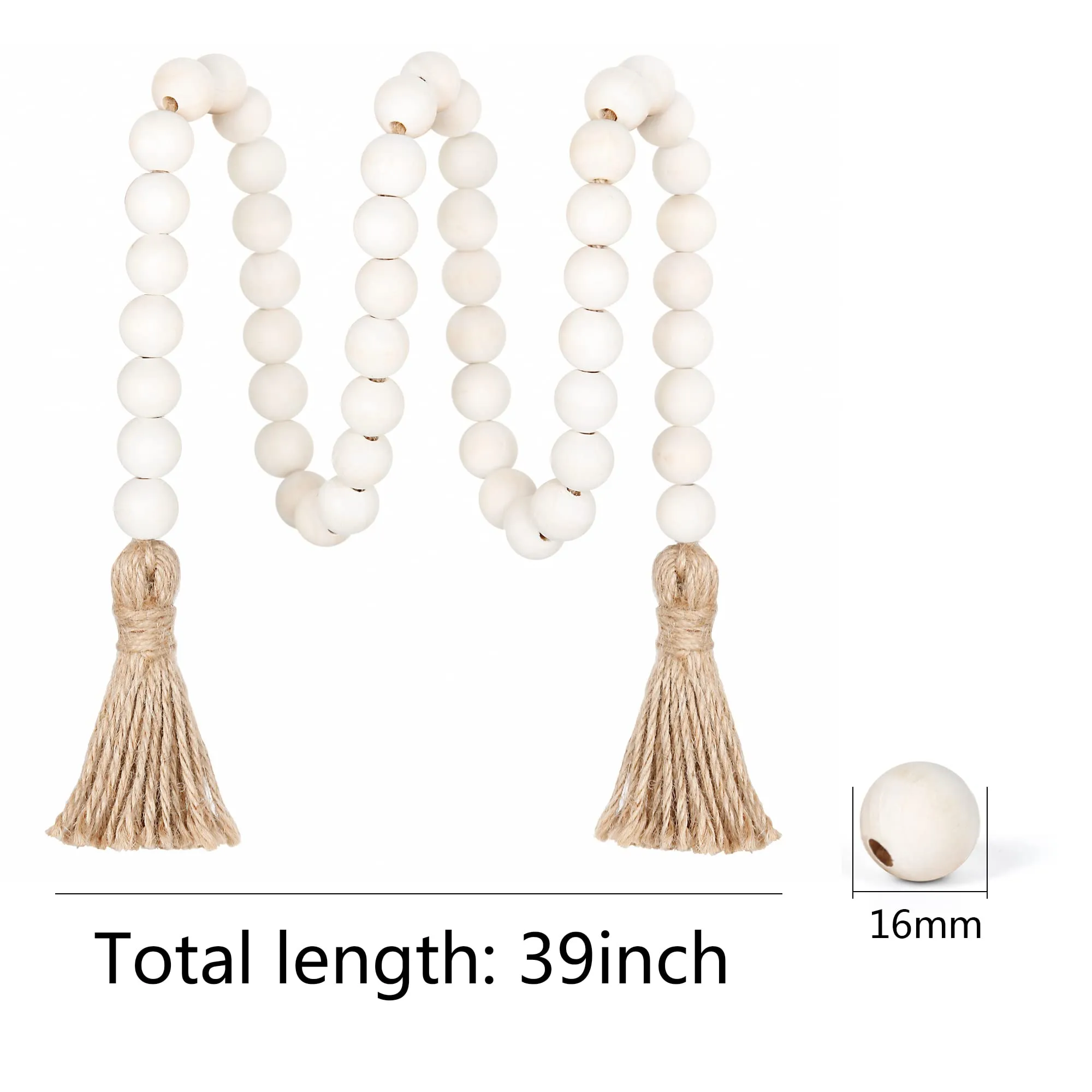 Meplait 39in Wood Bead Garland Farmhouse with Tassels,Versatile Prayer Beads Boho Chic Wall Hanging Home Decor (Purple)