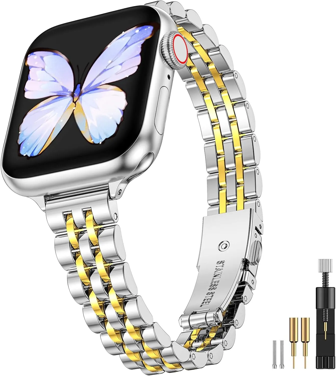 MioHHR Slim Metal Bands Compatible with Apple Watch Band Ultra 2/1 Series 10 9 8 7 SE 6 5 4 3 2 1, Thin Stainless Steel Chain Strap for Women iWatch Band 49mm 46mm 45mm 44mm 42mm 41mm 40mm 38mm
