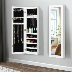 Modern Over The Door Jewelry Armoire Mirror with Storage and Lock