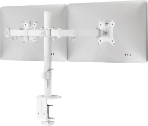 Mount-It! Dual Monitor Mount for Desk, Adjustable Tilt Swivel on Double Monitor Mounts for Screens up to 32, Dual Monitor Arms for 2 Monitors, VESA 75x75 and 100x100 C-clamp & Grommet in White