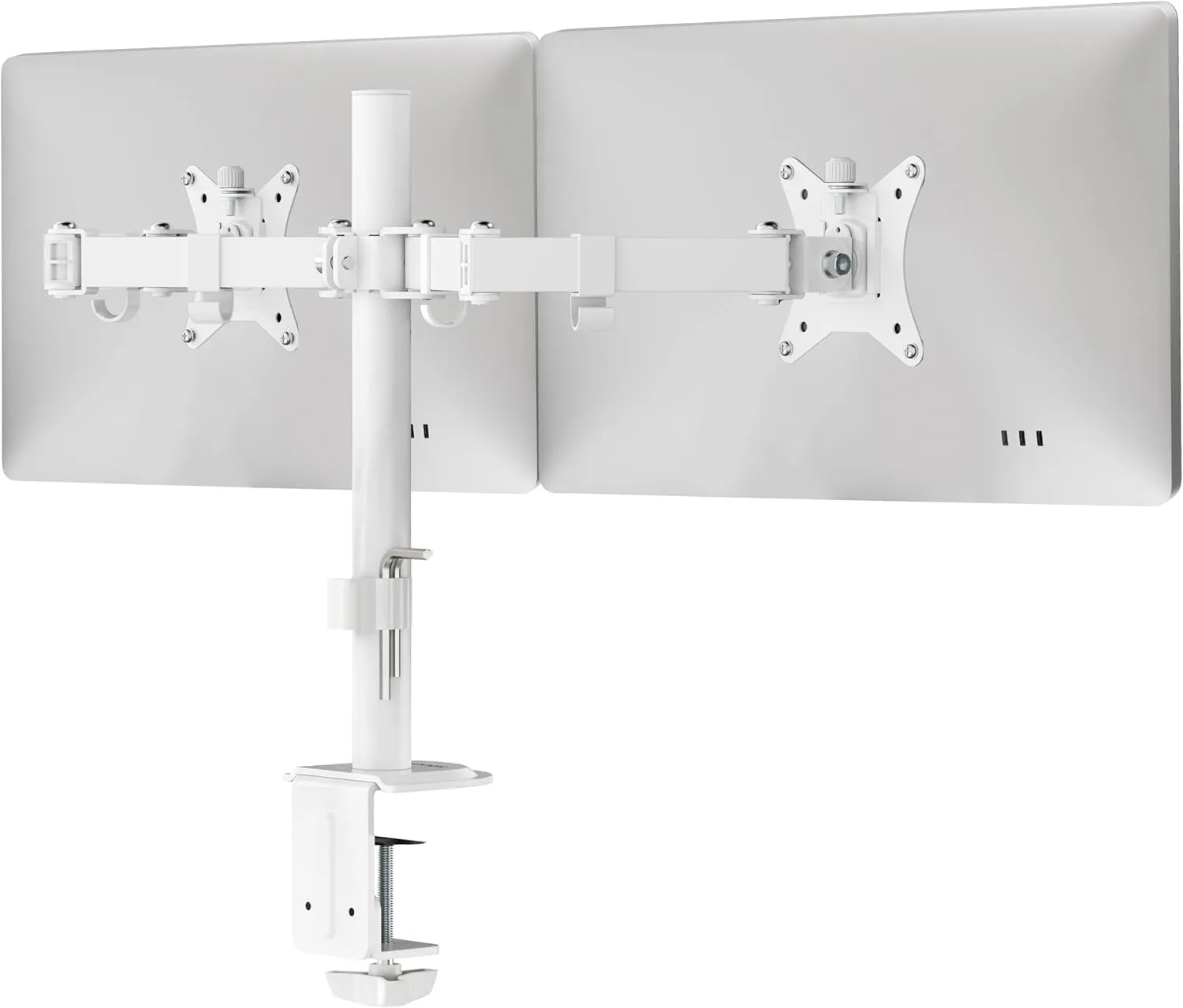 Mount-It! Dual Monitor Mount for Desk, Adjustable Tilt Swivel on Double Monitor Mounts for Screens up to 32, Dual Monitor Arms for 2 Monitors, VESA 75x75 and 100x100 C-clamp & Grommet in White