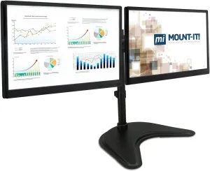 Mount-It! Free Standing Dual Monitor Stand | Double Monitor Desk Mount | Fits Two x 19 20 21 22 23 24 27 Inch Computer Screens | 2 Heavy Duty Height Adjustable Arms | VESA Compatible 75 100