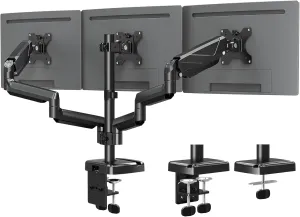 MOUNTUP Triple Monitor Mount, Three Monitor Desk Mount for Max 27 inch Computer Screens, Triple Monitors Stand with Gas Spring, Monitors Arm with Swivel, Tilt, Rotation, Each Arm Holds Up to 19.8 lbs