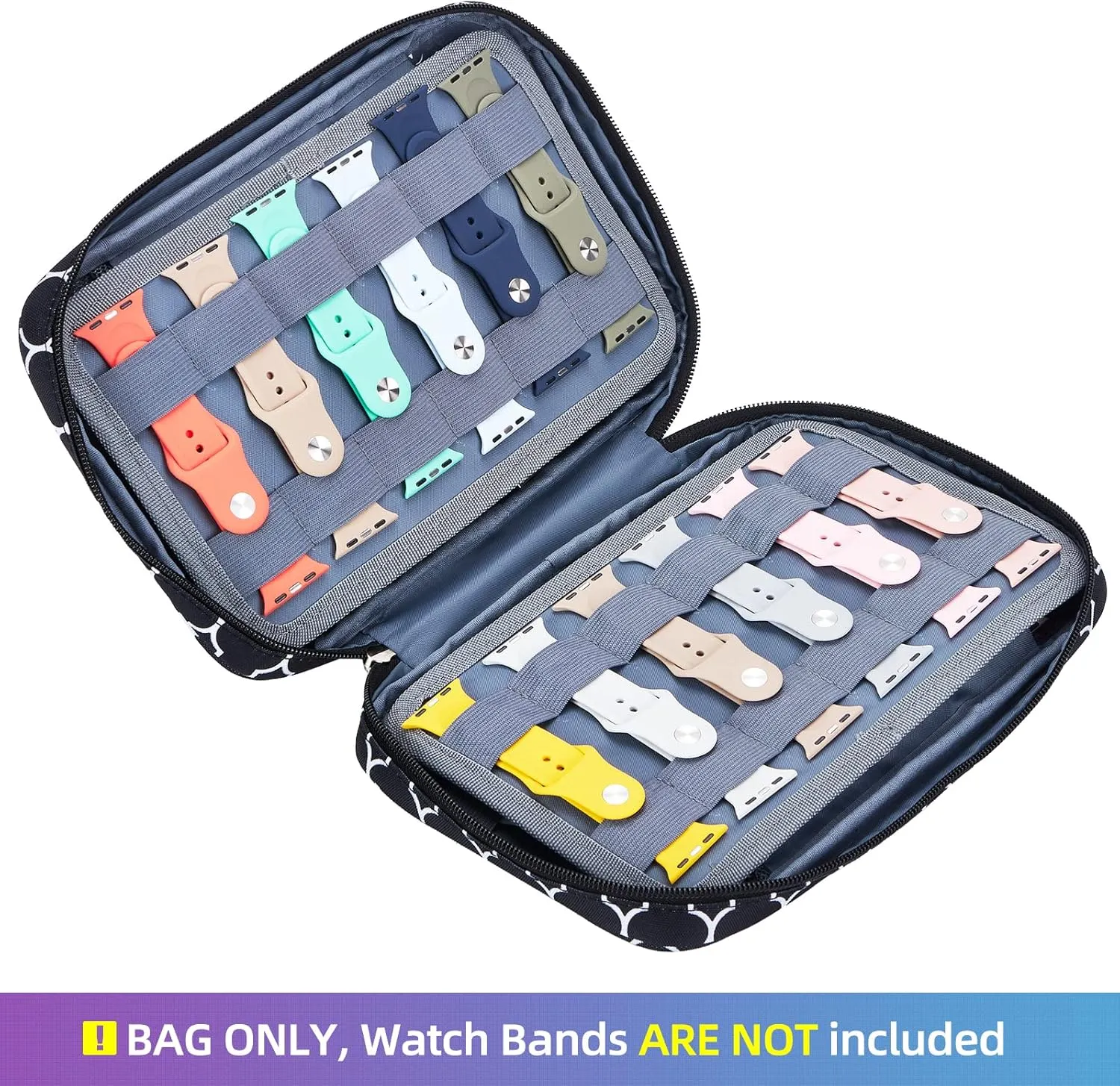 NICOGENA 32 Watch Bands Case, Compatible with Apple, Straps Organizer and Accessories Storage Holder, Lantern Black(Bag Only)