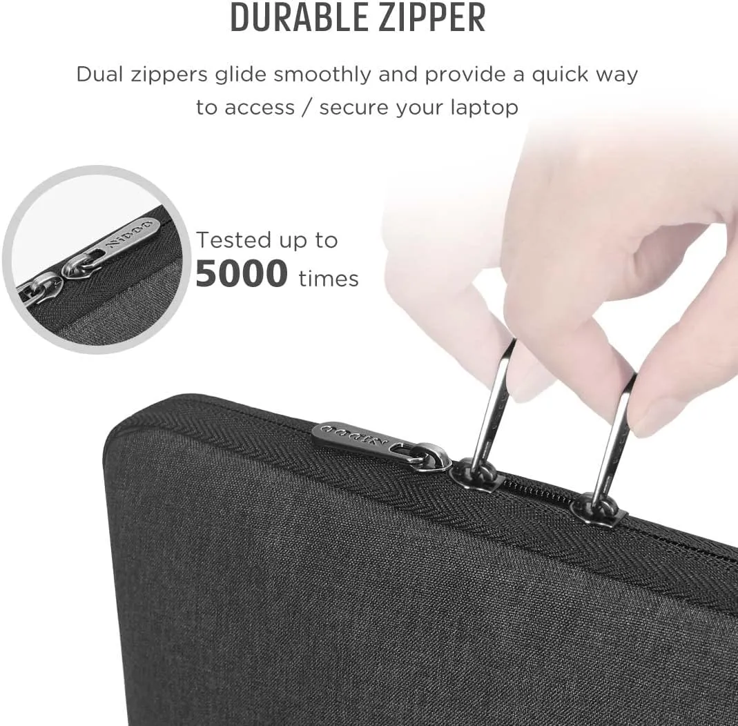 NIDOO 13-14 inch Laptop Sleeve Case Notebook Bag for 13" MacBook Air / 13.5" Surface Book 2 3 / 13.5" Surface Laptop 2 3 4 / 13.3" ThinkPad L380 L390 Yoga / 13.9" Yoga C930, Dark Grey