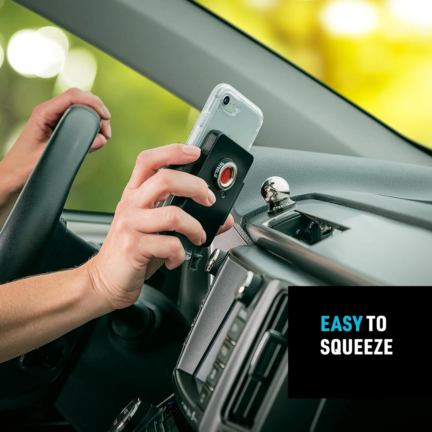 Nite Ize Steelie Squeeze Dash Kit - Magnetic Cell Phone Holder for Car Dashboard - Adjustable Phone Holder for Cars - Compatible with Apple MagSafe iPhones & Accessories