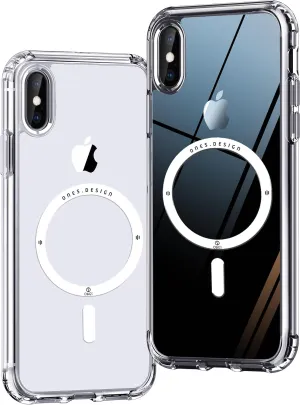 ONES for iPhone Xs/X Case, Hybrid Magnetic Phone Case, Compatible with MagSafe, Military Grade Protection, Shockproof Airbag, Anti-Yellow Silicone Cover, Scratch-Resistant, Thin, Clear