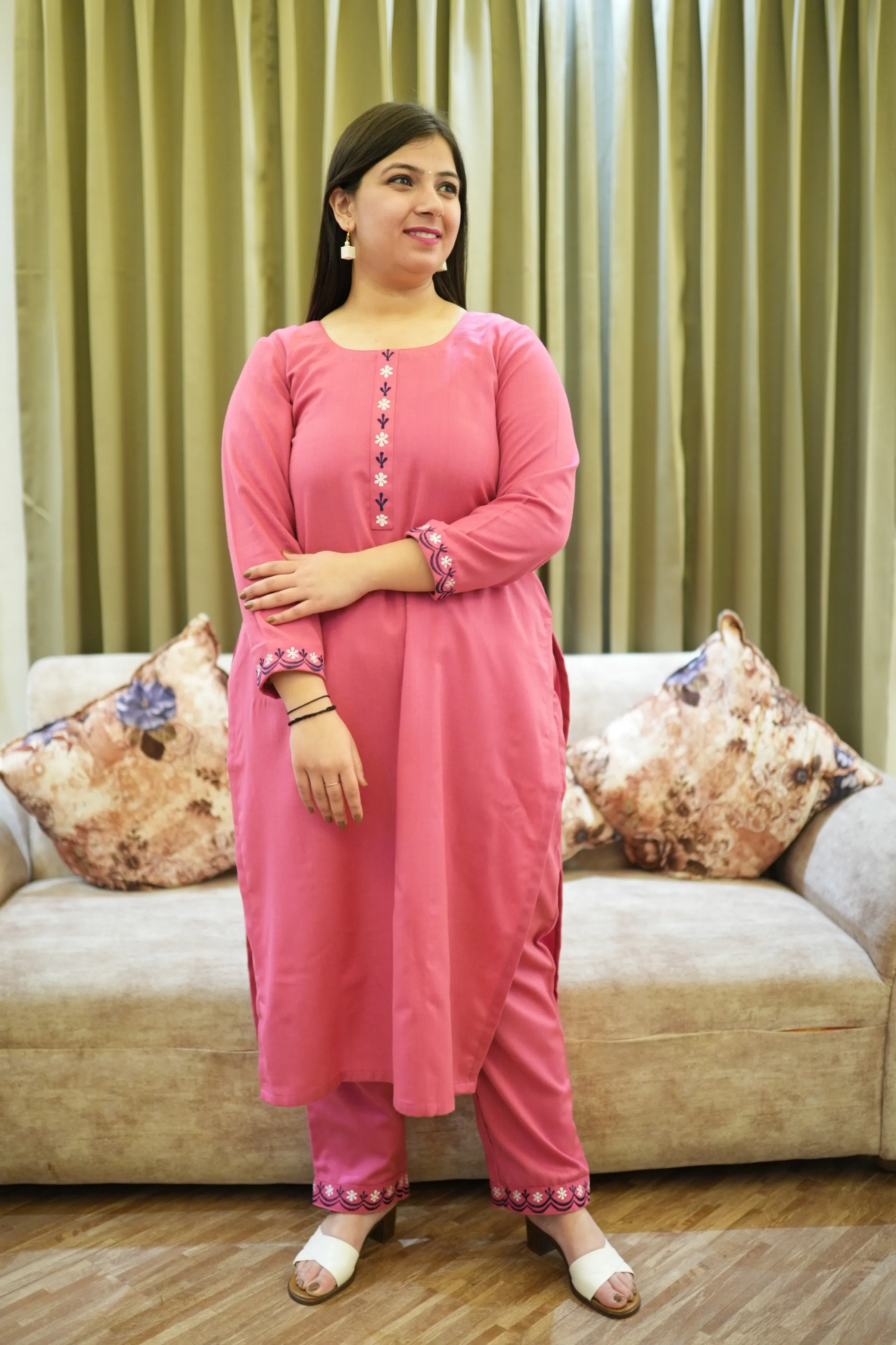 Perfect Pink Woollen Kurta Set