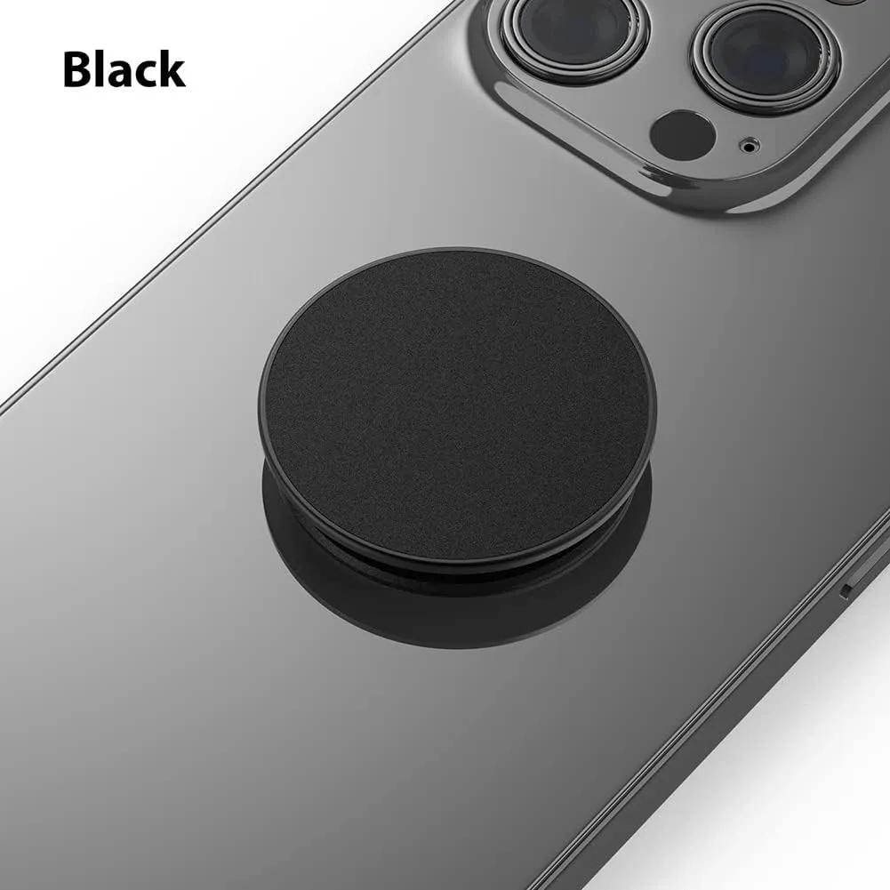 Phone Grip, Phone Ring Holder Finger Kickstand, 360Rotation & Adjustable Metal Cell Phone Rings Gripper Stand Work with Magnetic Car Mount for iPhone Samsung & Other Phones - Black