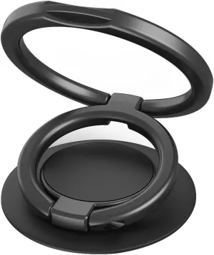 Phone Grip, Phone Ring Holder Finger Kickstand, Foldable & Adjustable Metal Cell Phone Rings Gripper Stand Work with Magnetic Car Mount for iPhone Samsung &Other Phones - Black
