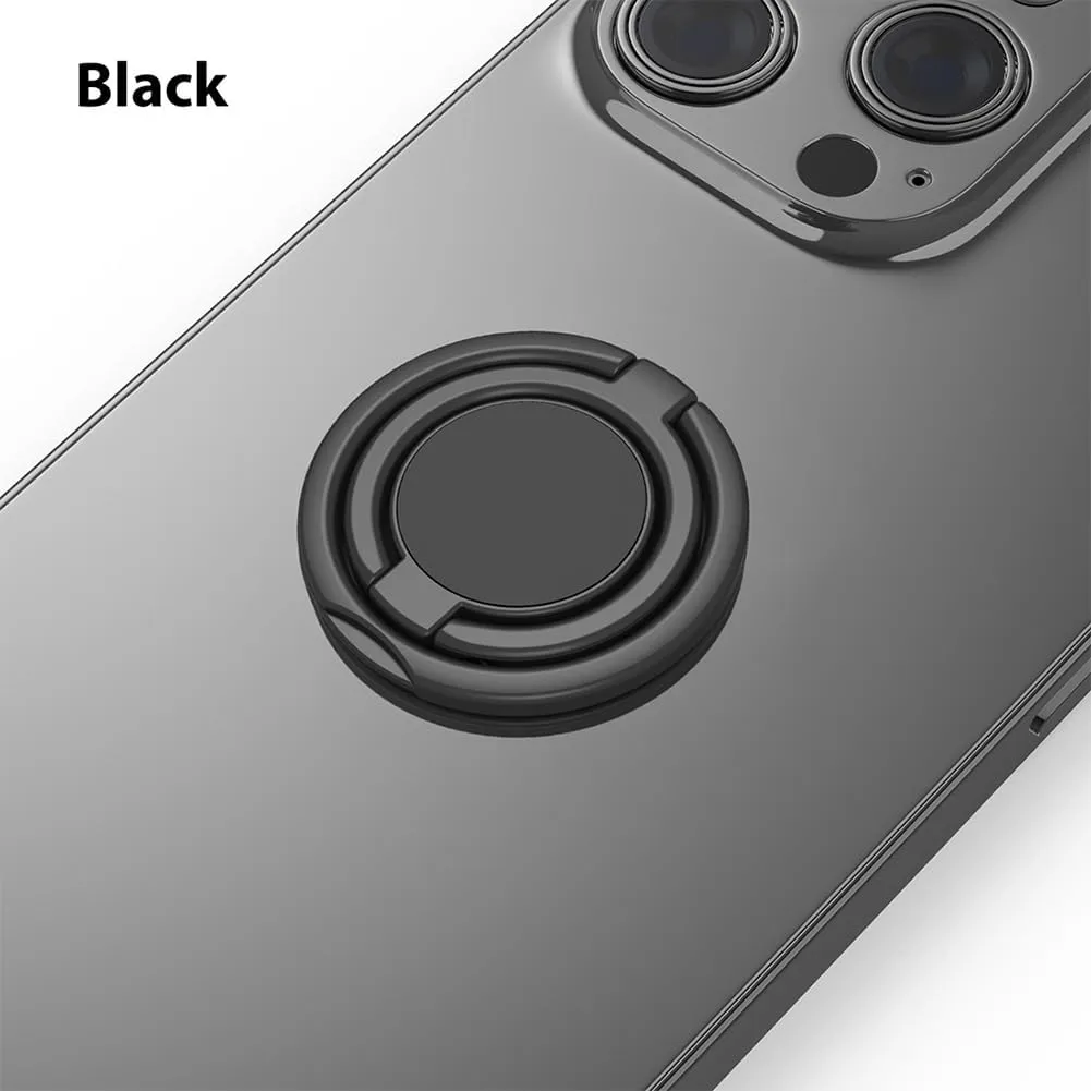 Phone Grip, Phone Ring Holder Finger Kickstand, Foldable & Adjustable Metal Cell Phone Rings Gripper Stand Work with Magnetic Car Mount for iPhone Samsung &Other Phones - Black