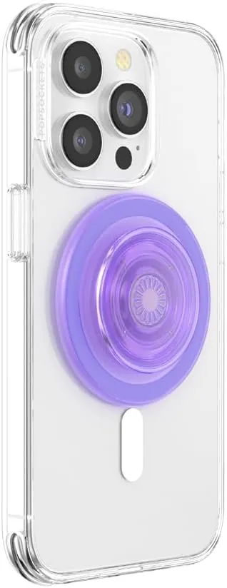 PopSockets Phone Grip Compatible with MagSafe, Adapter Ring for MagSafe Included, Phone Holder, Wireless Charging Compatible - Lavender Translucent