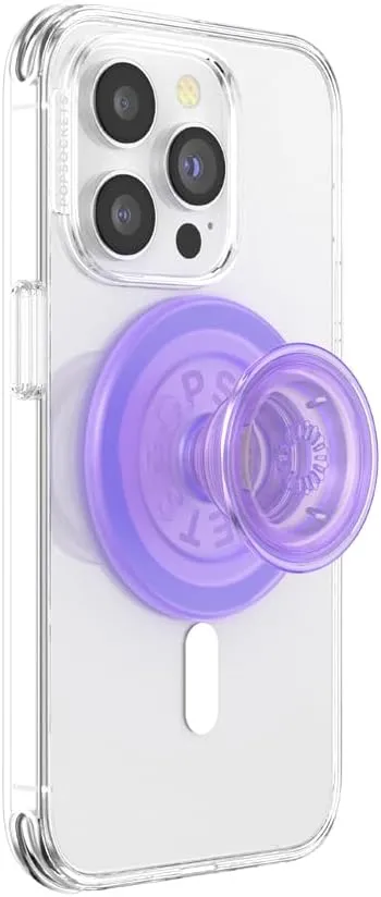 PopSockets Phone Grip Compatible with MagSafe, Adapter Ring for MagSafe Included, Phone Holder, Wireless Charging Compatible - Lavender Translucent