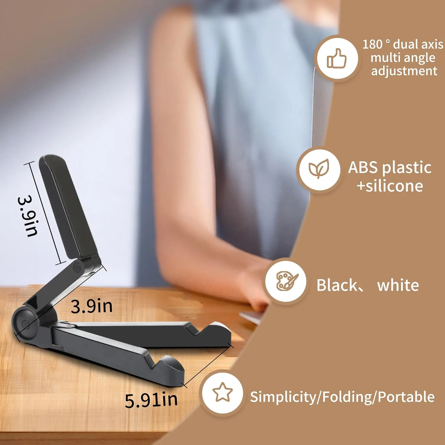 Portable Monitor Stand & Tablet Stand Holder- Adjustable, Foldable, Light-Weight, Compatible with 7 to 10.2 Inches Most Tablets, Kindle Fire and Smart Phones
