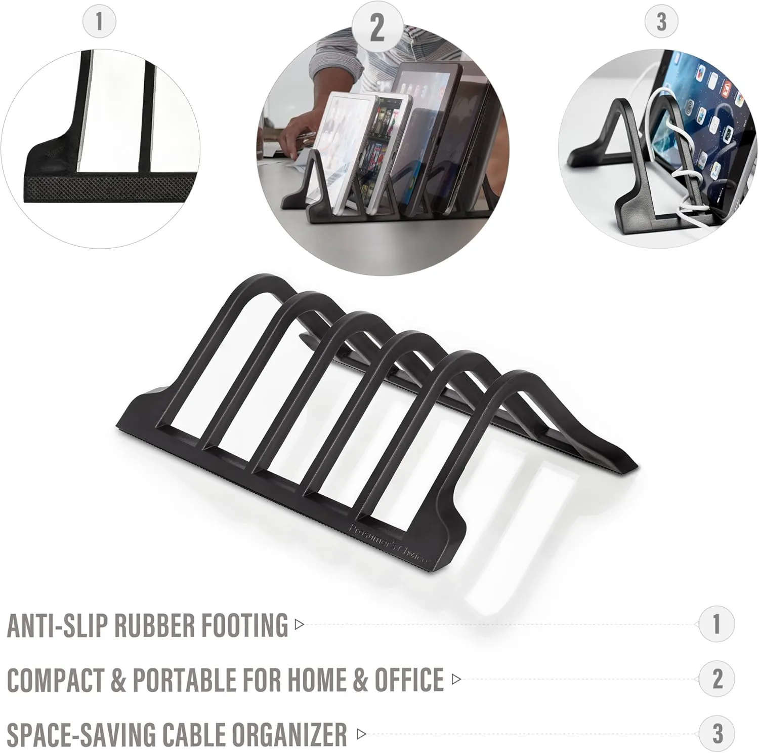 Prosumer's Choice Universal 5 Tablet and Smartphone Charging Organizer Rack/Desktop Stand Holder | iPad Storage Rack