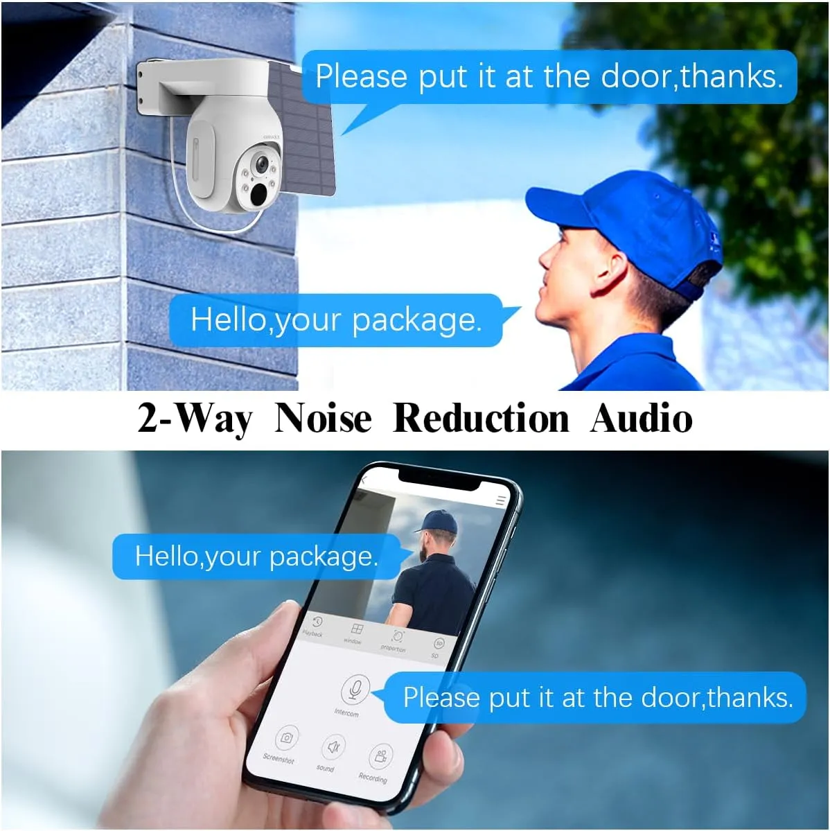 (PT Digital Zoom 100% Wire-Free) 2-Way Audio Wireless Solar Cameras, Solar Battery PIR Detection Outdoor Wireless Security Camera System Video Surveillance DVR Kit System