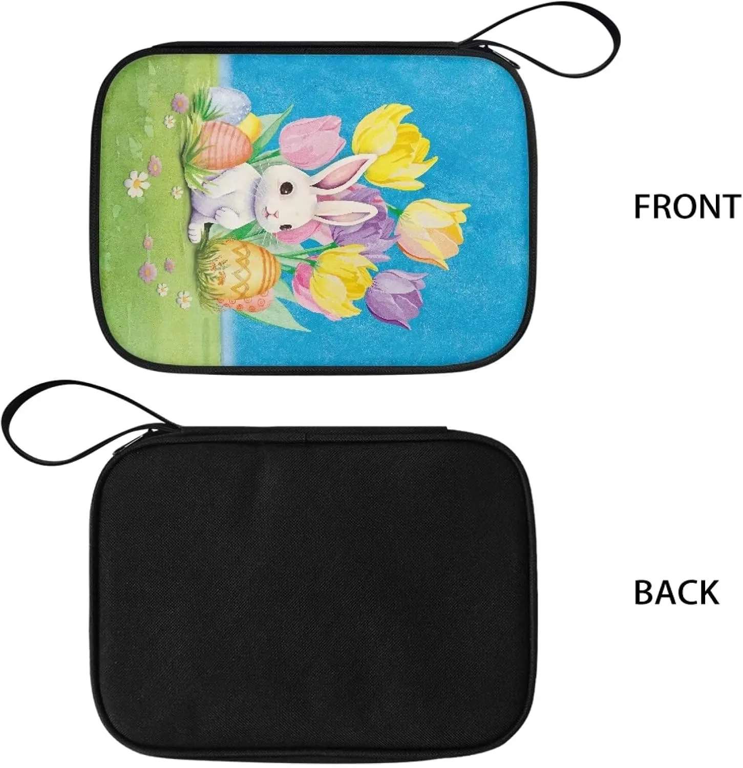 Rabbit Tulip Eggs Watch Bands Carrying Case Storing 12 Smartwatch Bands, Not Slip Waterproof Watch Band Case and Storage Holder Pouch Compatible for All Series Apple Watch Band Easter Decor