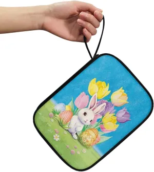 Rabbit Tulip Eggs Watch Bands Carrying Case Storing 12 Smartwatch Bands, Not Slip Waterproof Watch Band Case and Storage Holder Pouch Compatible for All Series Apple Watch Band Easter Decor