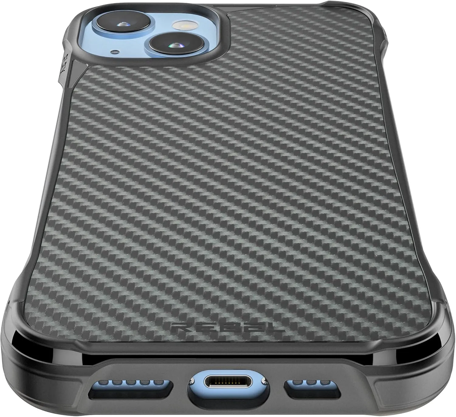 REBEL Case for iPhone 14 & 13 [Flex Series] Exposed Sides for Comfort, Aramid Fiber, Strong MagSafe Compatible, Protective Shockproof Corners, Upgraded Frameless Cover 6.1 Phone 2022 (Flex Black)
