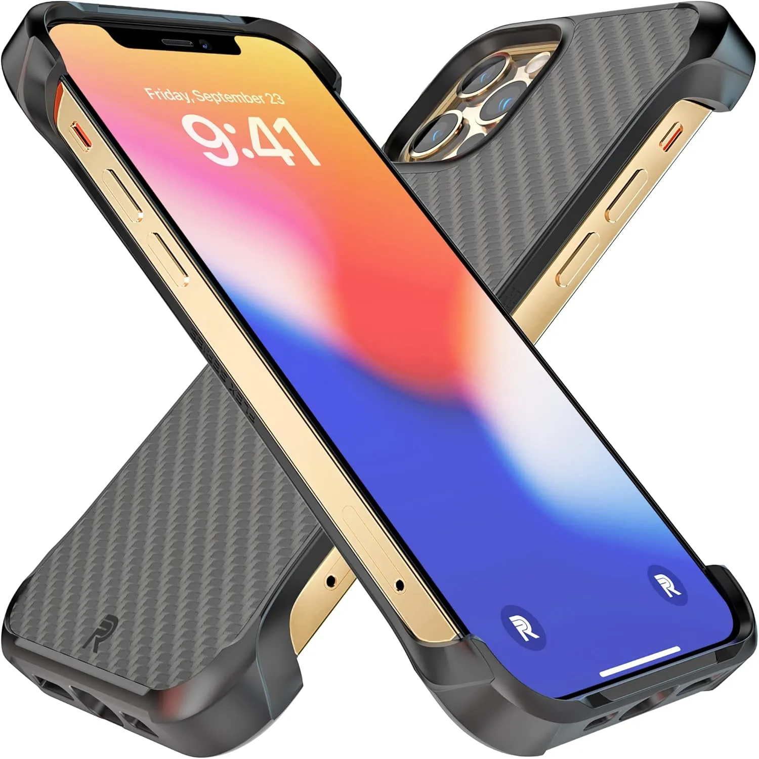 REBEL iPhone 12/12 Pro Case [Flex Series] Exposed Sides for Comfort, Aramid Fiber, Strong MagSafe Compatible, Protective Raised Corners, Slim Fit Frameless Cover 6.1 Inch Phone 2020 (Flex Black)